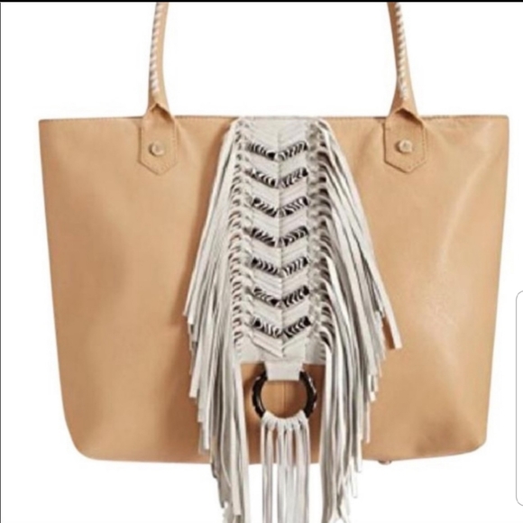 Sam Edelman hobo hippie fringe tote bag purse tan - Picture 5 of 5